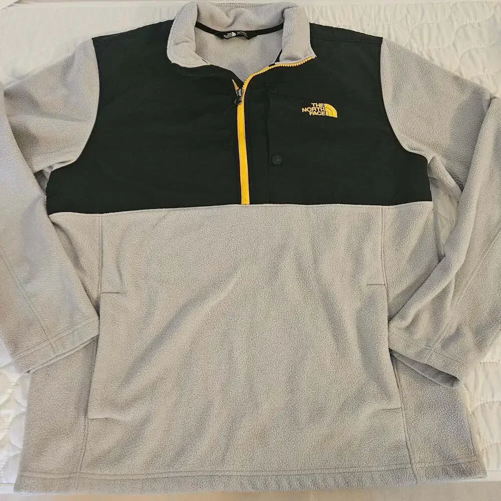 The North Face Men's Gray Black Fleece 1/4 Zip Pullover Jacket Size L